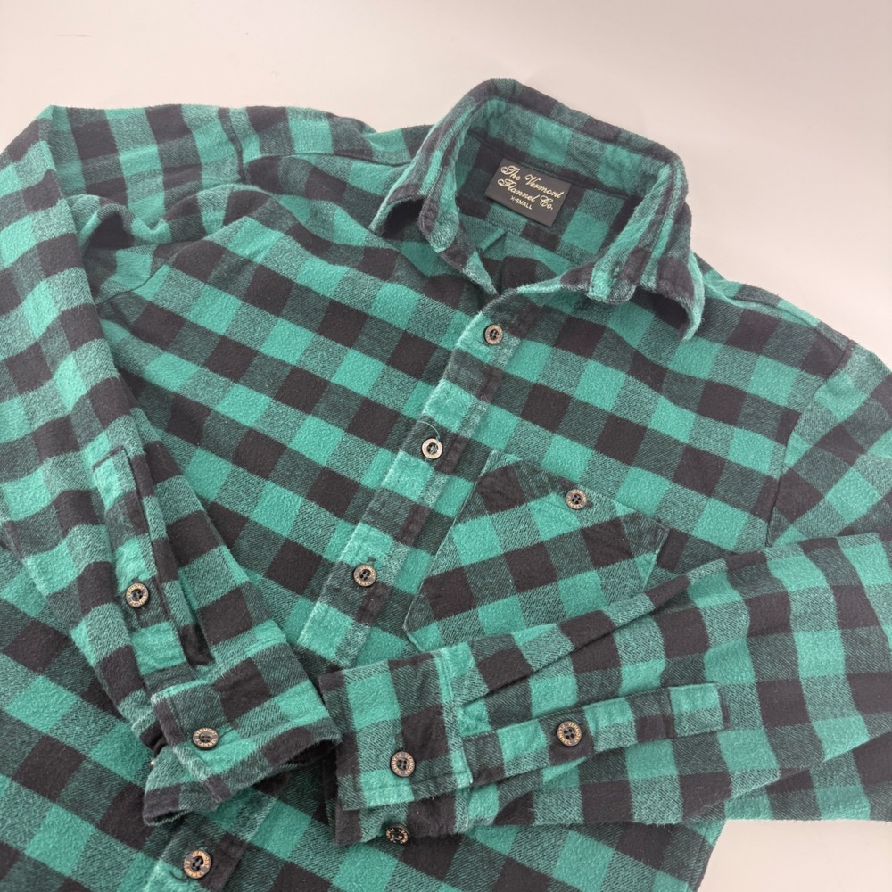 The Vermont Flannel‎ Co Green Black Buffalo Plaid Button Down Shirt XS Small